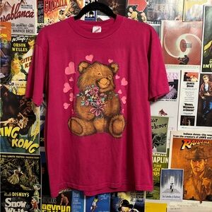 Jerzees Pink Teddy Bear Short Sleeve Tee